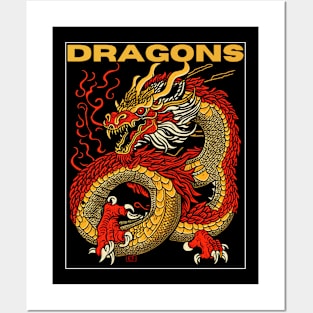 Ember Dance: The Asian Dragon's Fiery Movement Posters and Art